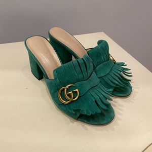 Gucci marmont mules sandals slides green size 39